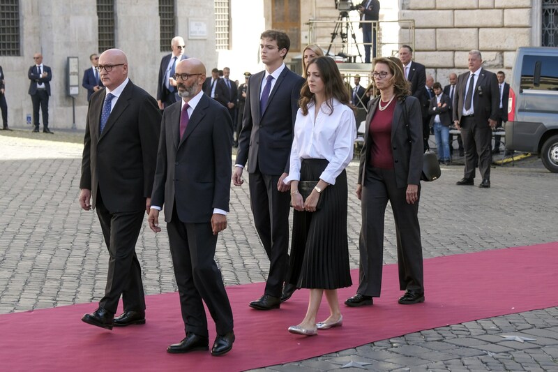 Napolitanos Söhne bei der Trauerfeier in Rom: links Giovanni, rechts Giulio (Bild: LaPresse)