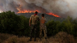Flammen verschlingen einen Wald in der Nähe der griechischen Stadt Alexandroupolis. (Bild: ASSOCIATED PRESS)