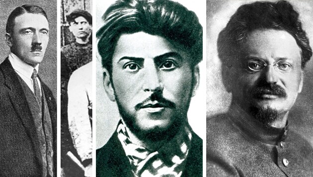 Adolf Hitler, Josip Broz Tito, Josef Stalin und Leo Trotzki (v.l.n.r.) (Bild: www.picturedesk.com/ullstein - PAI-Foto.pl, Krone KREATIV)