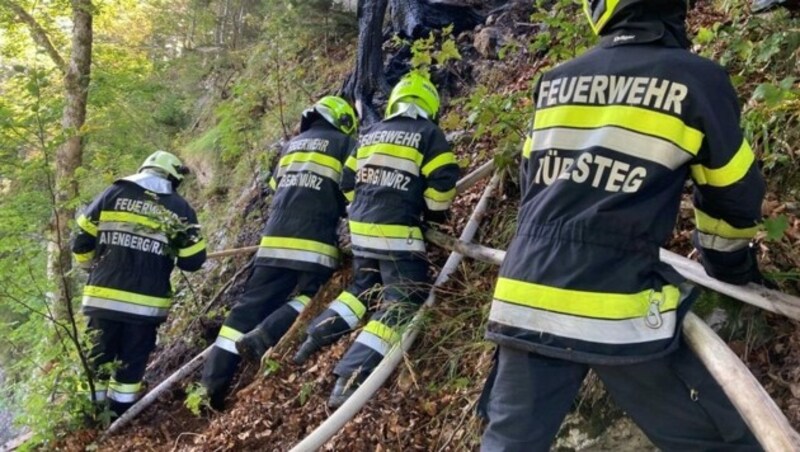 Einsatz im steilen Gelände (Bild: BFVMZ)