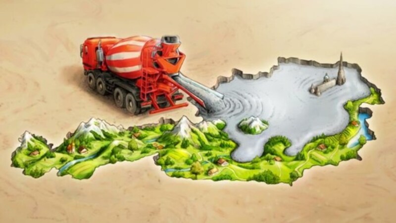 16 Fußballfelder täglich (!) werden in Österreich versiegelt. Die Neos fordern von der Bundesregierung endlich mehr Bodenschutz ein. (Bild: Greenpeace)