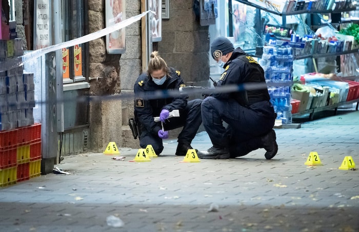 Das schwedische Militär im Jahr 2023 bei einem Tatort, ausgelöst durch einen erneuten ...