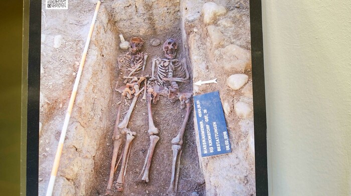 Zwei Skelette im Kronstorfer Römergrab aus dem Jahr 317 nach Christus.