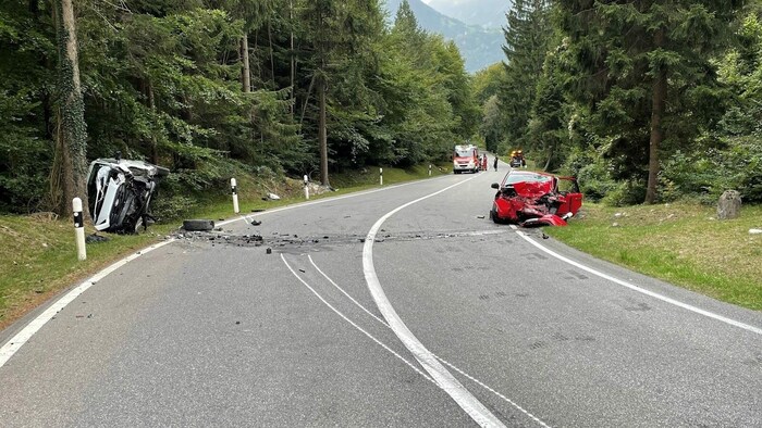 Beide Fahrzeuge blieben völlig zerstört neben der Straße liegen.
