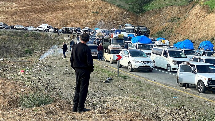 Flüchtlingskonvoi aus Bergkarabach