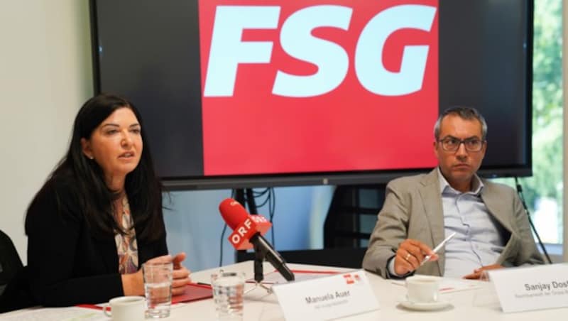 Manuela Auer und Anwalt Sanjay Doshi, der den Betriebsrat vor Gericht vertrat. (Bild: FSG Vorarlberg)