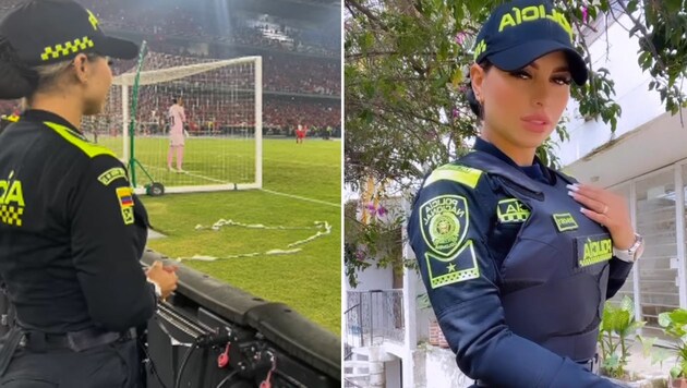 Fußball-Fans sind von der kolumbianischen Polizistin Alexa Narvaez begeistert. (Bild: instagram.com/alexaaa_narvaez)