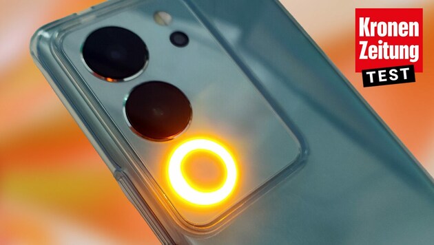 Vivos V29 kommt mit einem ringförmigen „Aura“-Licht daher. (Bild: Sebastian Räuchle, Krone KREATIV)