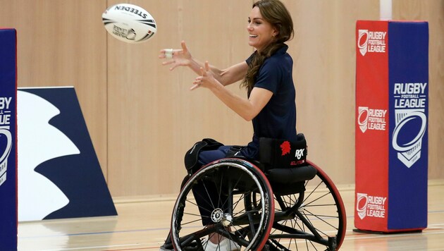 Trotz einer alten Verletzung gab Prinzessin Kate beim Rollstuhl-Rugby alles.