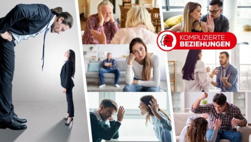 Whether it's love with a borderliner, narcissist or someone who has no empathy: the new KronePLUS series features experts on how to recognize such a relationship, what the consequences are for the partner and how they can protect themselves. (Bild: stock.adobe.com, Krone KREATIV)