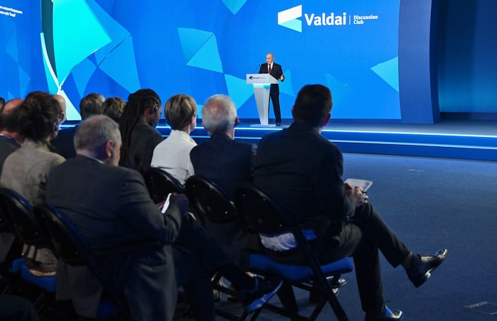 Putin bei seiner Rede beim Valdai-Forum in Sotschi am Donnerstag