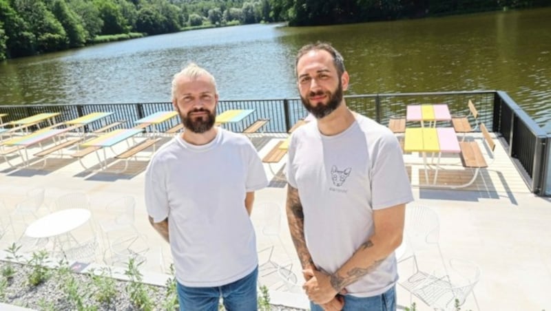 Manuel Köpf und Andreas Knüz steigen am Thalersee aus. (Bild: Christian Jauschowetz)