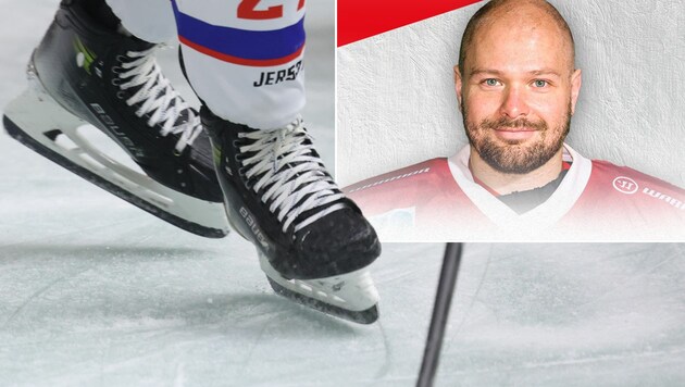 Die deutsche Eishockey-Familie bangt um Anian Geratsdorfer, der einen Herzinfarkt erlitt. (Bild: GEPA pictures, www.tev-miesbach.de, krone.at-kreativ)