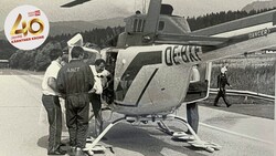 Rettungshubschrauber „Martin 5“ bei einem seiner ersten Einsätze in Kärnten. (Bild: Kronenzeitung)