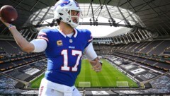 Josh Allen wird in London für Yards werfen. (Bild: GEPA pictures, AP Photo/Adrian Kraus)