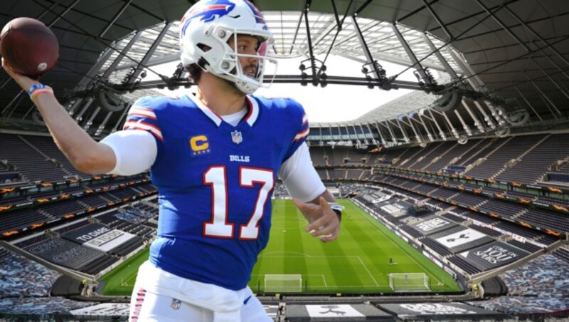 Bills-Quarterback Josh Allen wird in London für Yards werfen. (Bild: GEPA pictures, AP Photo/Adrian Kraus)