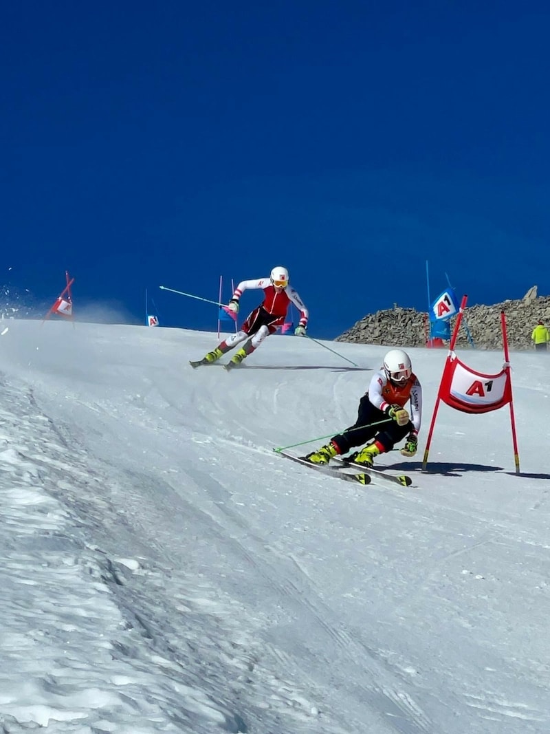 Johannes Aigner trainierte diese Woche mit seinem neuen Guide Nico Haberl am Hintertuxer Gletscher. (Bild: Ski Austria)