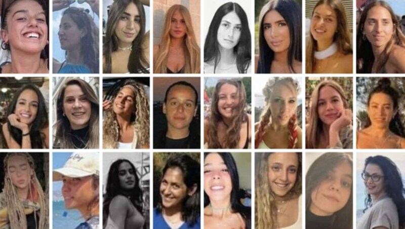 Bilder von vermissten Frauen nach den Hamas-Angriffen (Bild: X (Twitter), Krone KREATIV)