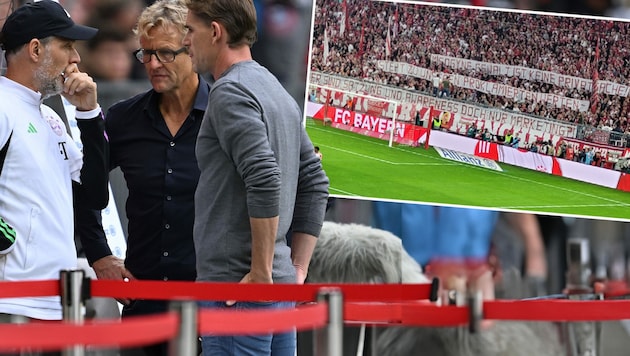 Gewalt gegen Frauen ist „keine Privatsache“ - die Bayern-Fans hatten eine klare Botschaft an die Chefität. (Bild: GEPA pictures, Twitter.com/Bayern & Germany)