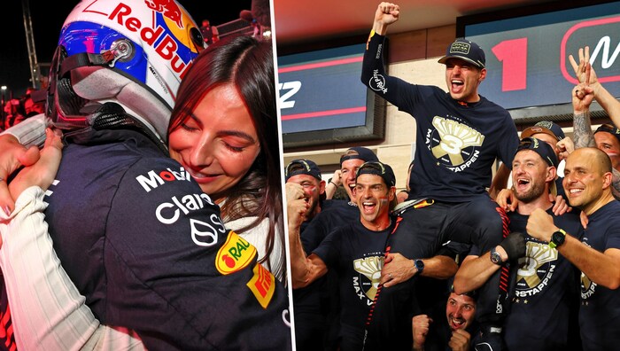 Seine Freundin Kelly herzte Champ Max Verstappen.