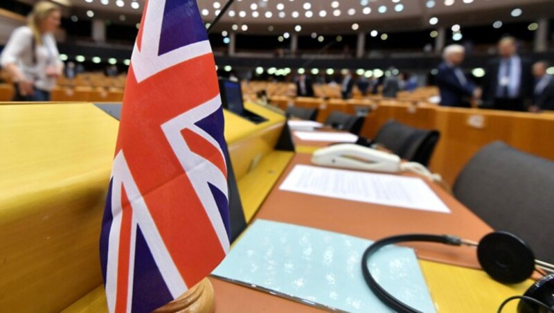 Archivbild aus dem Jahr 2019: Die Sitze der britischen Delegation im EU-Parlament (Bild: APA/AFP/EMMANUEL DUNAND)