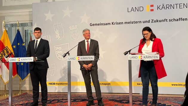Nach der 11. Regierungssitzung lud die Politik-Spitze zur Pressekonferenz (Bild: Jennifer Kapellari)