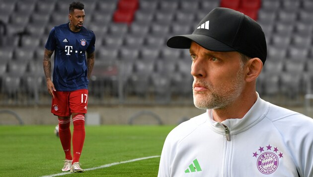 Jerome Boateng (l.) hat sich bei Thomas Tuchel und dem FC Bayern bedankt. (Bild: APA/AFP/UWE KRAFT/CHRISTOF STACHE, Photoshop)