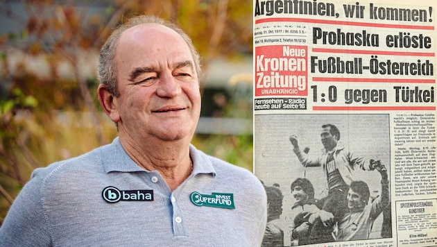 Herbert Prohaska erinnert sich an sein Goldtor 1977. (Bild: Mario Urbantschitsch, Kronenzeitung)