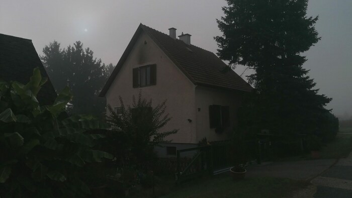 Der Tatort, düster in Nebel gehüllt