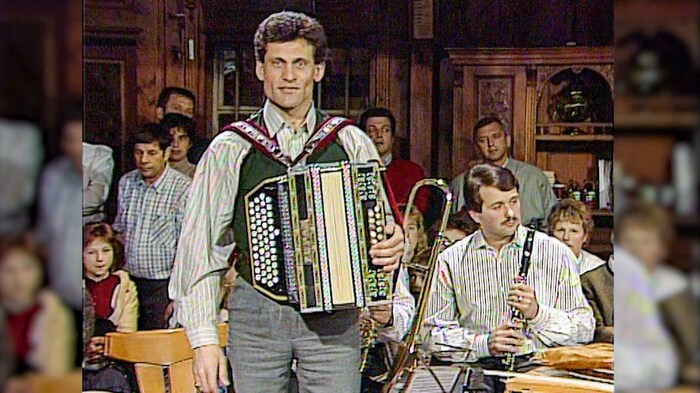 Franz Posch bei seiner ersten Sendung 1988.