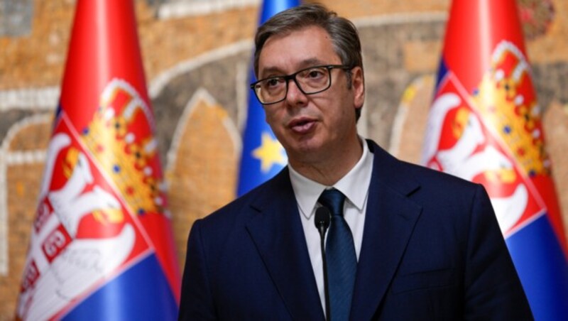 Aleksandar Vučić szerb elnök (Bild: AP)