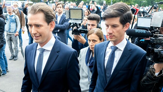 Sebastian Kurz und Bernhard Bonelli sitzen ab Mittwoch auf der Anklagebank. (Bild: APA/GEORG HOCHMUTH)