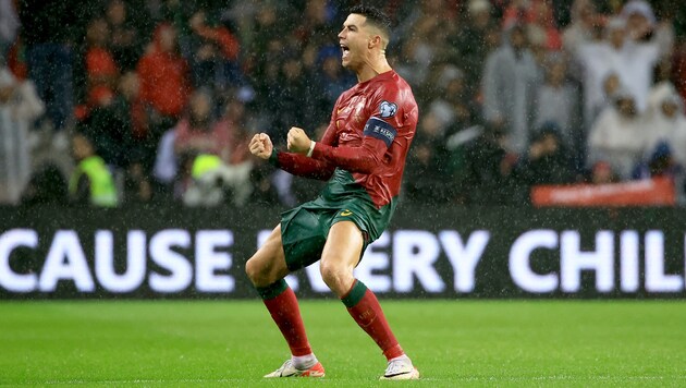 Ronaldos „Siuuu“-Rufe nach einem Tor sind mittlerweile legendär. (Bild: AP)