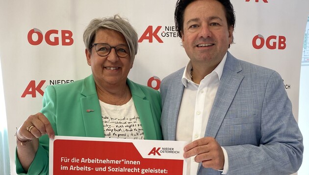 Bilanz in Waidhofen an der Thaya ziehen AK-Leiterin Sabine Draxler und AK-Kammerrat Andreas Hitz. (Bild: Arbeiterkammer WT)