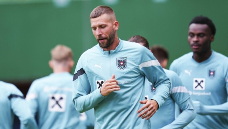 Guido Burgstaller beim Abschlusstraining des ÖFB vor dem Spiel gegen Aserbaidschan. (Bild: APA/EVA MANHART)