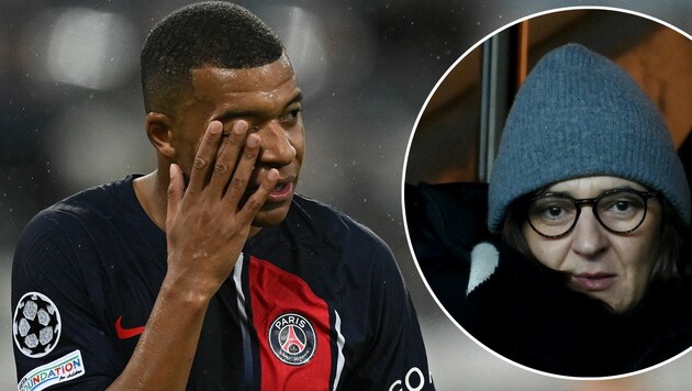 Muss Kylian Mbappe (l.) seine Mutter und Beraterin Fayza Lamari (r.) feuern? (Bild: APA/AFP/Paul ELLIS, APA/FRANCK FIFE, krone.at-kreativ)