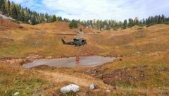 Löscharbeiten auf der Grafenbergalm (Bild: BFV Liezen)