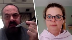 Anti-Mobbing-Aktivist Carsten Stahl (mit Schere) wurde von Tina Fink (41), der Mutter des verletzten Schülers, um Unterstützung gebeten. (Bild: krone.tv, Krone KREATIV)