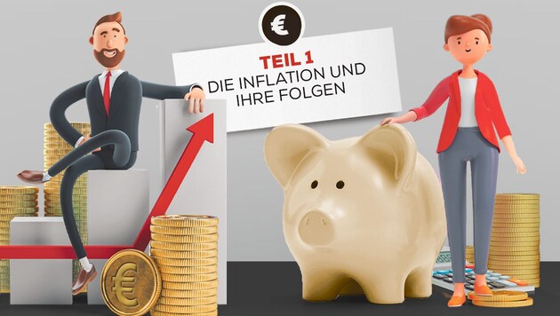 Welche Folgen hat die hohe Inflation auf diese Gesellschaft? Das fragten wir Meinungsforscher Paul Eiselsberg. (Bild: Krone KREATIV, stock.adobe.com)