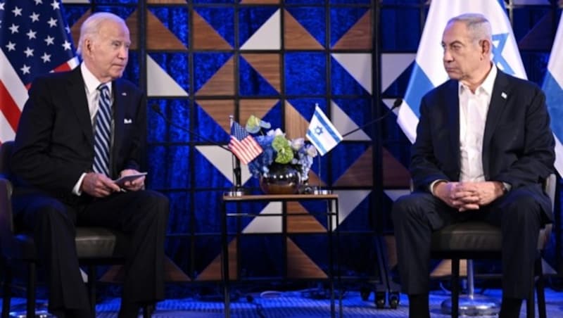 US-Präsident Joe Biden (li.) und Israels Ministerpräsident Benjamin Netanyahu sind sich nicht einig, ob es eine Zweistaatenlösung im Nahen Osten geben soll oder nicht. (Bild: AFP)