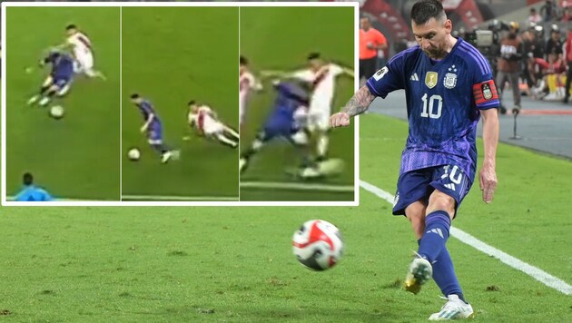 Lionel Messi ließ seinen Gegenspieler in einer Aktion gleich dreimal „aufwischen“. (Bild: APA/AFP/ERNESTO BENAVIDES, Twitter.com/Roy Nemer)