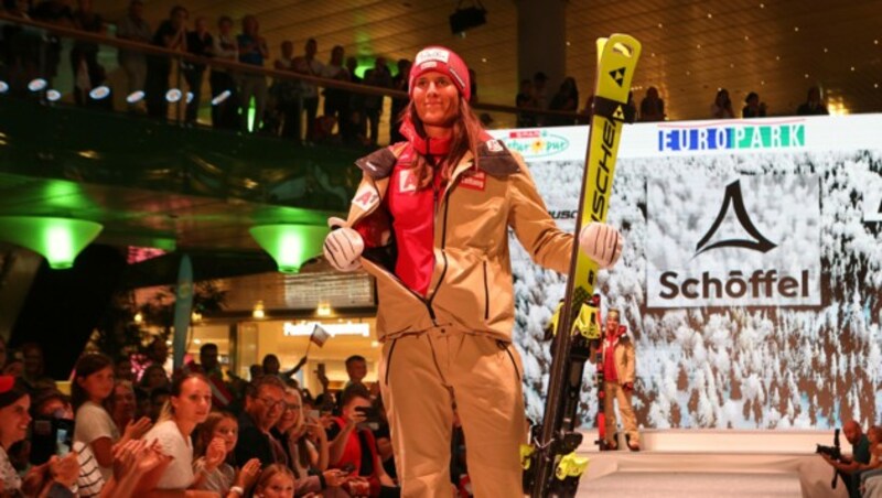 Ricarda Haaser in der Vorwoche bei der ÖSV-Einkleidung in Salzburg. (Bild: GEPA pictures)