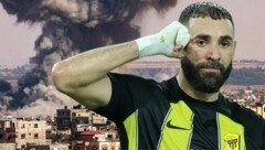 Benzema meldete sich zum Nahost-Konflikt. Vielleicht tobt bald ein Rechtsstreit. (Bild: SAID KHATIB/AFP/picturedesk.com (2), Krone KREATIV)