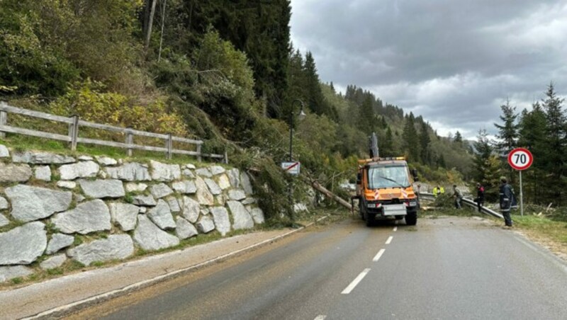 Im Zillertal musste wegen umgestürzter Bäume der Gerlospass gesperrt werden. (Bild: zoom.tirol)