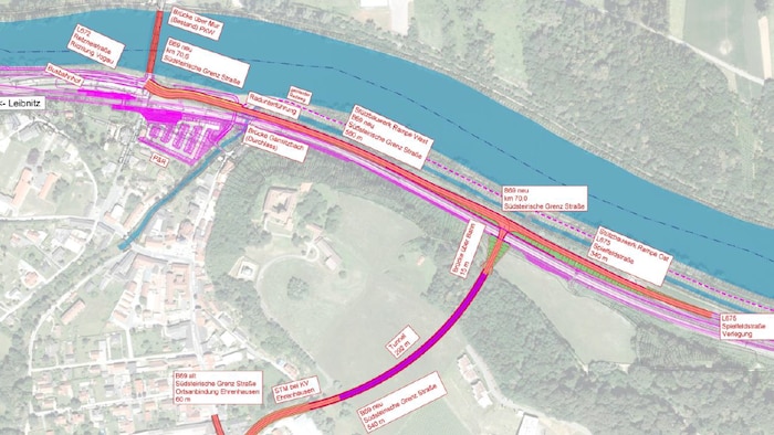Der Plan für die Umfahrung inklusive Tunnel in Ehrenhausen