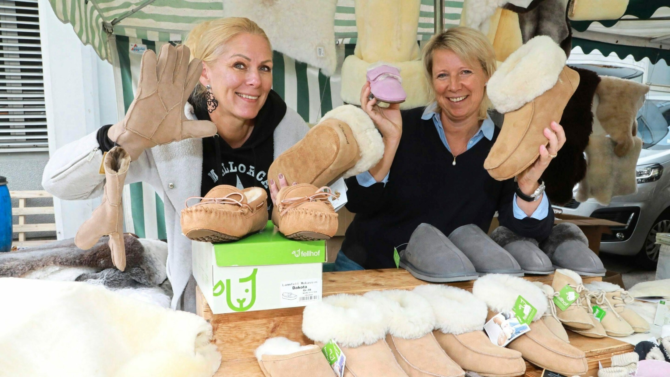 Schaffellpatschen für den Winter.