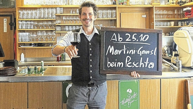 Wirt Thomas Peschta bietet Gansl zu moderatem Preis an
