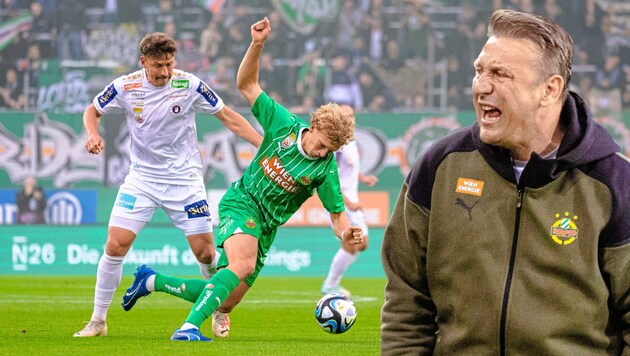 Rapid kam gegen Klagenfurt zu Fall, Zoran Barisic (r.) erlebte ein bitteres Jubiläum. (Bild: Mario Urbantschitsch)