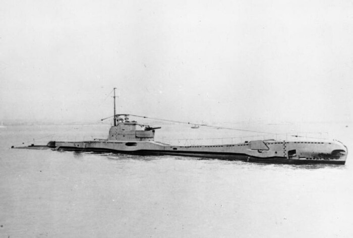 Das U-Boot HMS Thistle auf einer Archivaufnahme