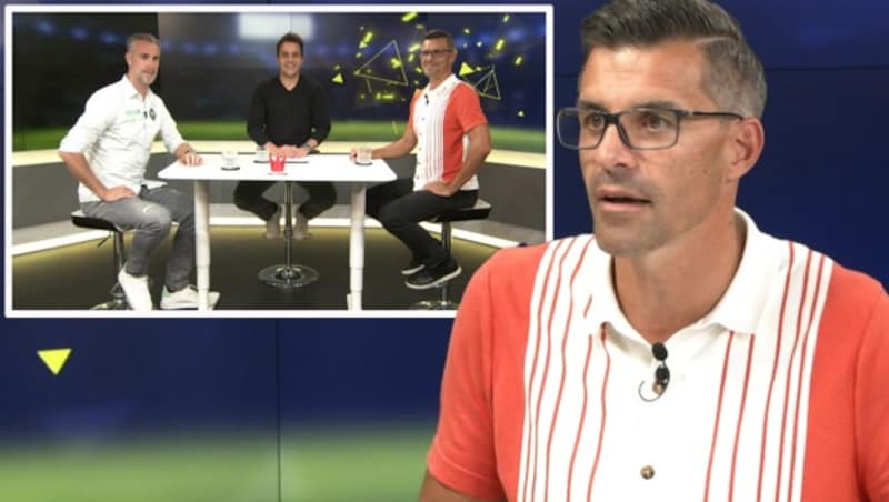 Stefan Maierhofer, Michael Fally und Paul Scharner (von links) bei „Das Duell“ (Bild: krone.tv)